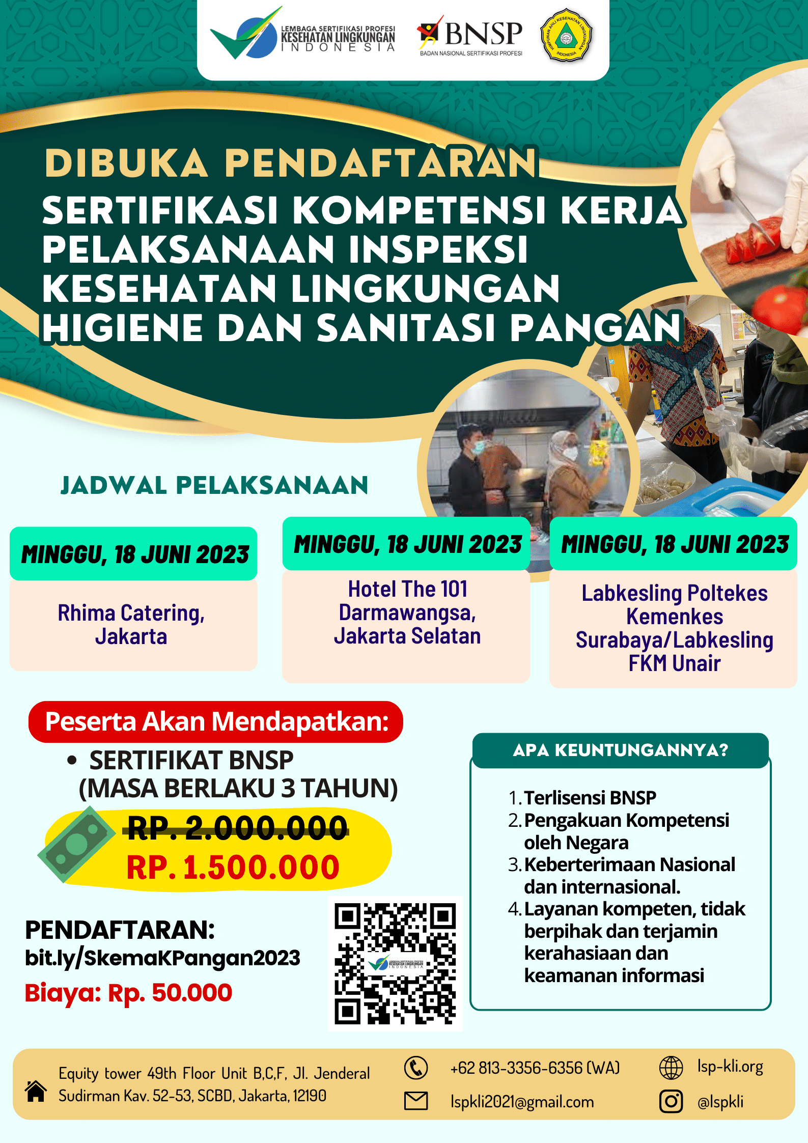 SERTIFIKASI KOMPETENSI KERJA PELAKSANAAN INSPEKSI KESEHATAN LINGKUNGAN HIGIENE DAN SANITASI PANGAN